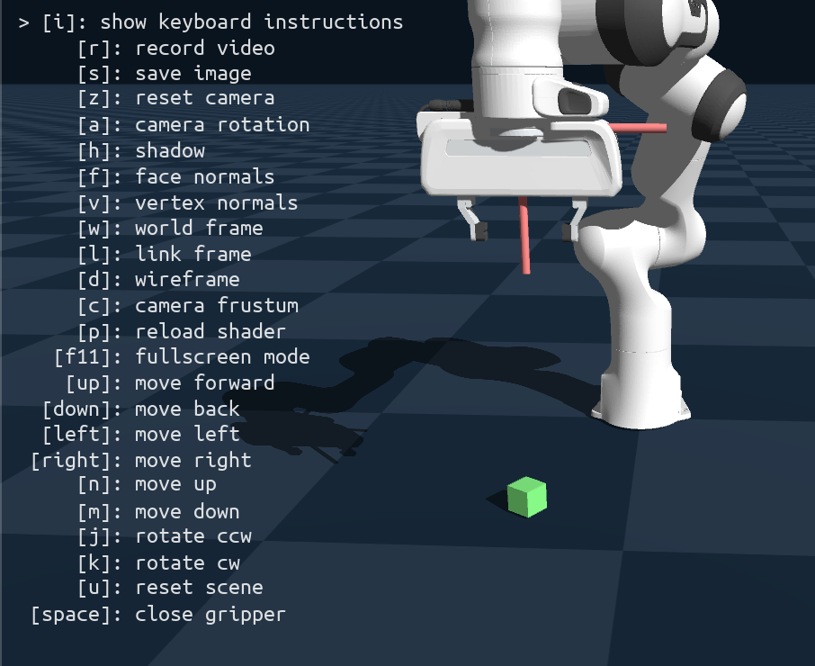Viewer overlay showing keyboard instructions including plugin keybindings